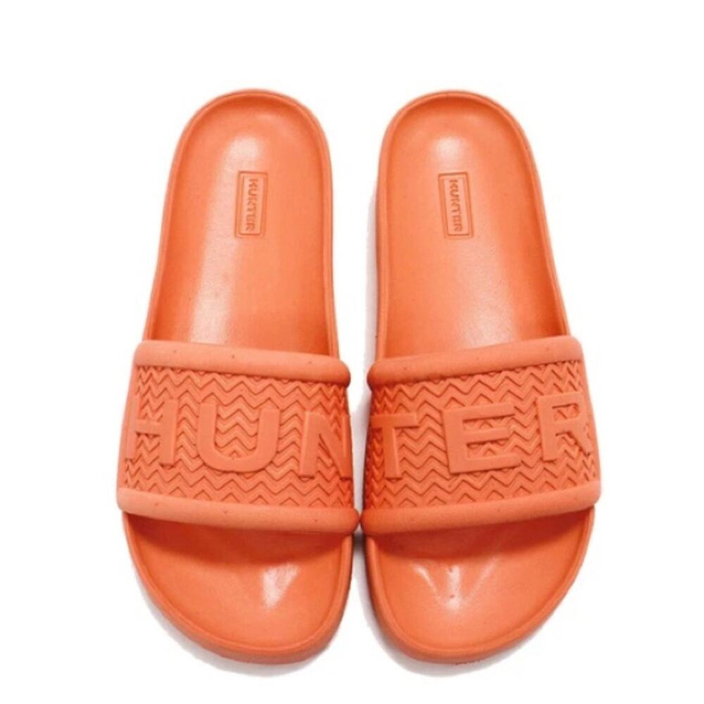 Hunter Women Slide Sandal Size 8 Sun-Cup Orange Bloom Algae Foam Waterproof New